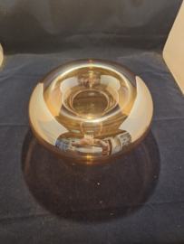 Afgeplatte spiegelbol goud/amber GT4 dia-28cm nr SP1509