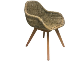 Eetkamer lounge stoel rattan grijs natural 58cmx68cmx83cm nr 300727