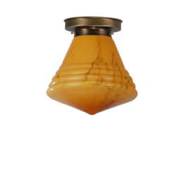 Plafonnière Philips bol 25cm donker marmer met oud messing ophanging nr 4P1-325.20