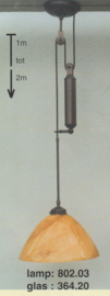 Katrollamp 1 staafgewicht pendelbaar 1 tot 2 mtr donker brons calimero marmer 35cm nr 802.03