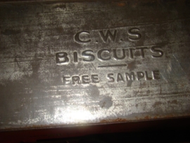 Blikken trommeltje C.W.S.Biscuits met art nouveau afbeelding