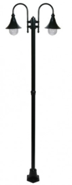 Buitenlamp mast h-248cm serie Calice II 2-lichtpunten in zwart leverbaar nr: FL702