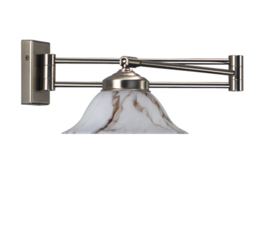 Wandlamp mat nikkel wandschaar met hoedkap 20 wit marmer nr 7Ws-520.10