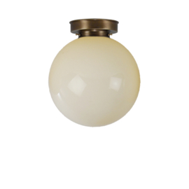 Plafonniere glazen bol Bol 25cm champagne met oud messing ophanging nr 4P1-2500.50