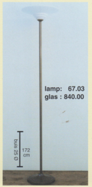 Vloerlamp uplight h-172cm buis 25mm donker brons opaal kap 40cm nr 067.03-840.00