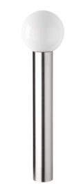Edelstaal buitenlamp staand staalkleur opaal bol IP44 H-90cm E27 nr: 94