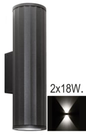 Buitenlamp wandspot h-44cm 2-lichts LED 2X18W antraciet 5jr garantie nr 321231