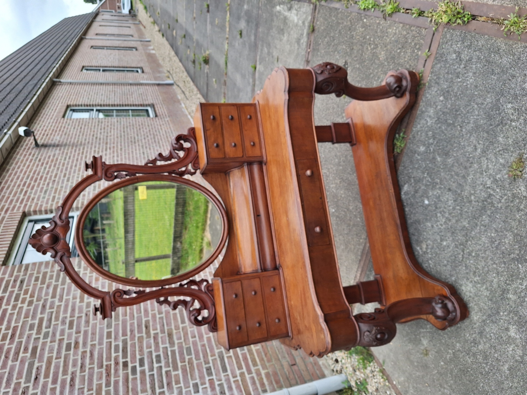 Mahonie houten kaptafel antiek omstreeks 1850-1870 nr K202556