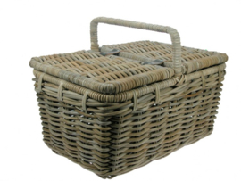 Traditionele picknick mand handgevlochten met deksels 50x35x25cm nr 900010