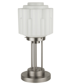 Tafellamp mat nikkel Quattro opaal kap Zuil d-20cm h-44cm nr 7Tq-489.00