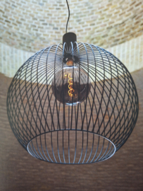 Vloerlamp Wire bol 40x26cm zwart h-185cm E27 nr 05-HL8329-30