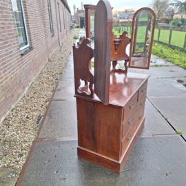 Antieke mahonie kaptafel 3 spiegels omstreeks 1920 Engels nr K202567