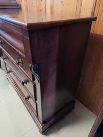 Mahonie commode of ladenkast engels 1860-1880 3x la 1 geheime la nr K20246
