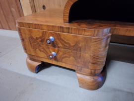 Notenhouten kaptafel art-deco 1920 origineel beslag grote spiegel nr K20247