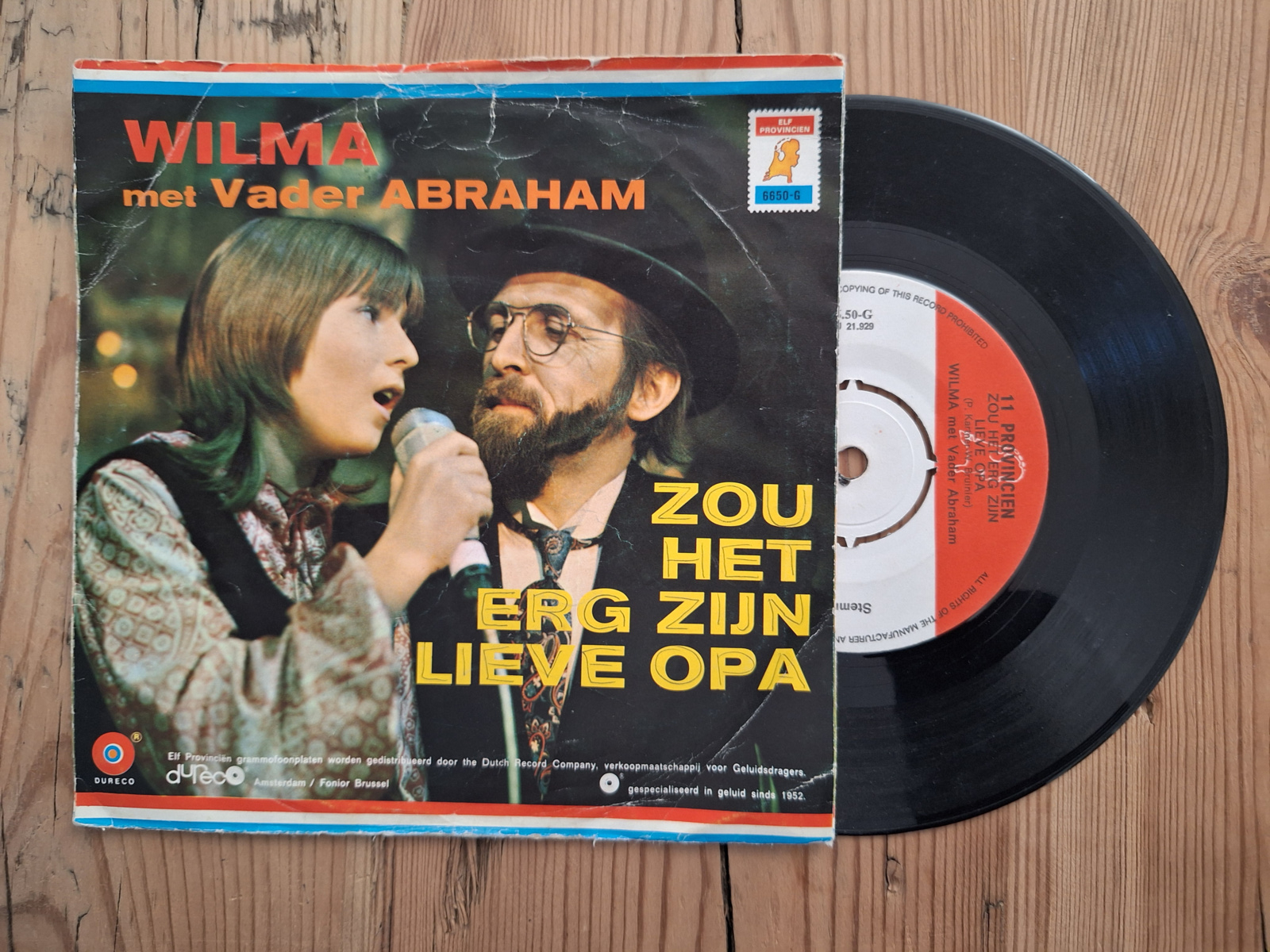 Vader Abraham met Wilma met Zou het erg zijn lieve opa 1971 Single nr S20221338