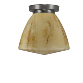 Plafonniere glas Schoolbol licht marmer met mat nikkel ophanging nr 7P1-316.60