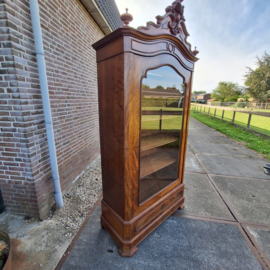 Franse vitrine kast 1 deur 1 lade antiek mahonie verstelbare planken nr K202563