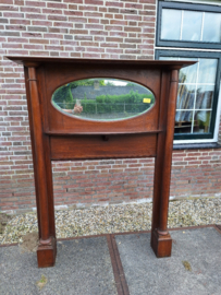 Eiken Engelse voorzetschouw met zuilen ovale spiegel omstreeks 1900-1920 nr K202419