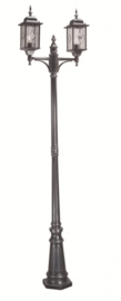 Buitenlamp mast h-223cm 2-lichts serie Wexford ALU zwart/zilver nr 2085