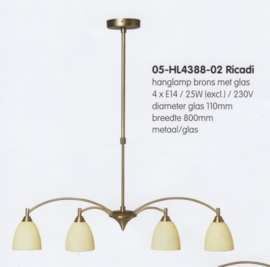 Hanglamp model Ricadi 4-lichts verstelbaar oud messing nr 05-HL4388-02