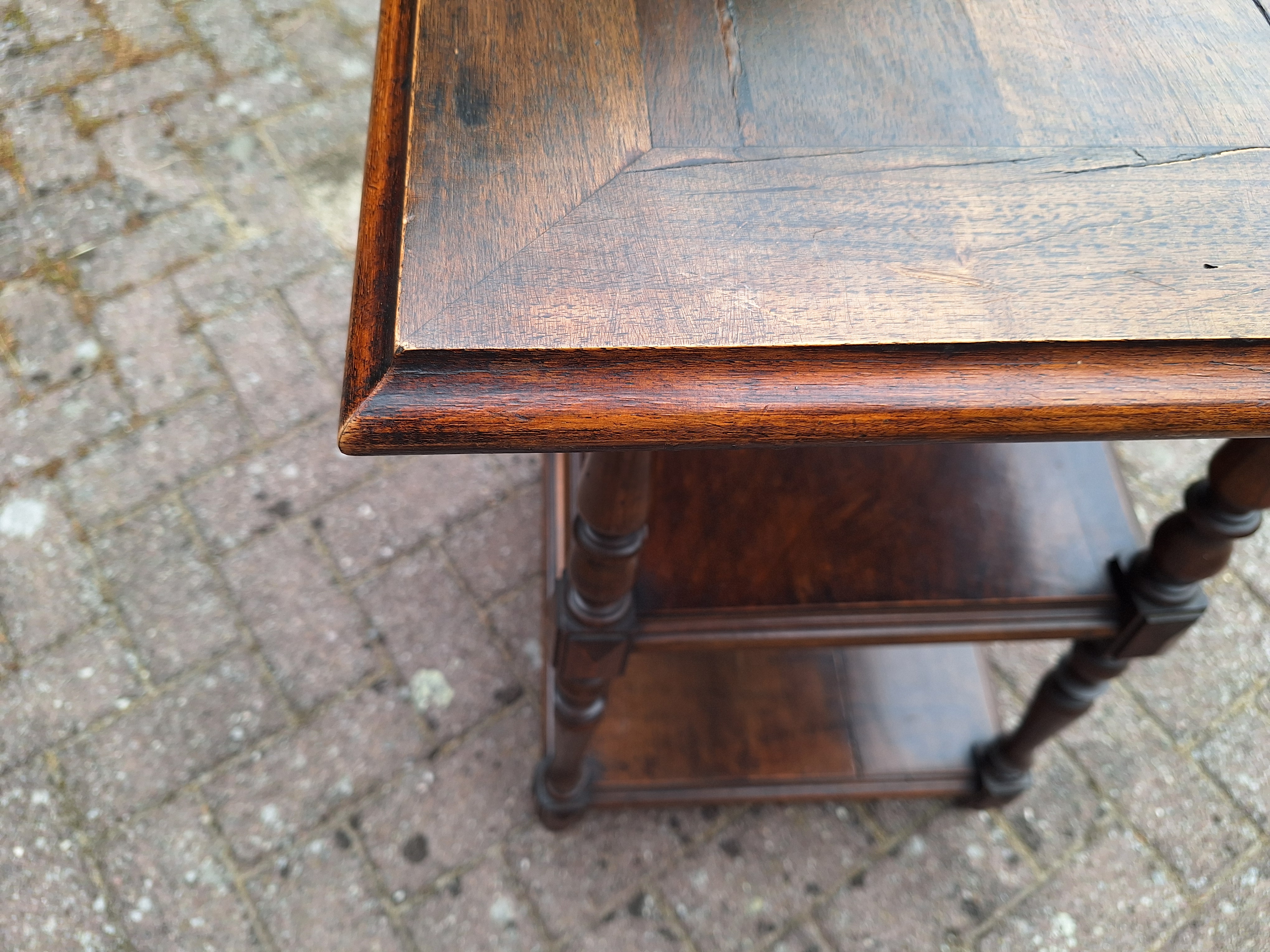Antiek vierkant bijzettafeltje 47,5cmx47,5cm vruchtenhout nr T202519