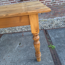 Engelse tafel nieuw oud licht geschaafd hout ronde poot br-200cm 1-la nr T202530
