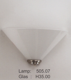 Wandlamp halve dak 35cm met mat nikkel ophanging nr H35.00