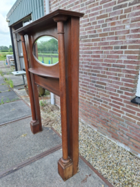 Eiken Engelse voorzetschouw met zuilen ovale spiegel omstreeks 1900-1920 nr K202419