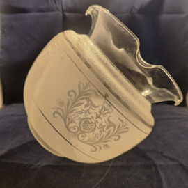 Originele oude staande olielamp glas vicotiaanse stijl helder en gesatineerd \ geetst glas met motief