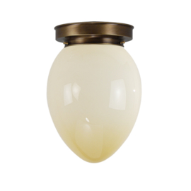 Plafonniere glazen bol Ei 28cm champagne met oud messing ophanging nr 4P1-162.50