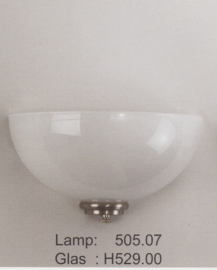 Wandlamp halve schaal opaal 30cm met ophanging nr H32.00 compl.