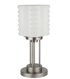 Tafellamp mat nikkel Quattro opaal kap Klaver d-20cm h-44cm nr 7Tq-475.00