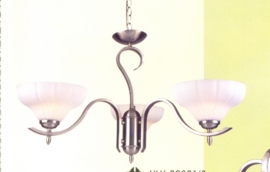 Mat nikkel hanglamp met 3 glazen coupes nr:20301/3