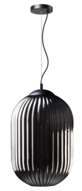 Glamm M hanglamp 1x E27 smoke ribbel glas dia 30cm h43 / zwart nr 05-HL4572-3036