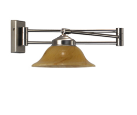 Wandlamp mat nikkel wandschaar met hoedkap 20 marmer nr 7Ws-520.20