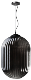 Glamm L hanglamp 1x E27 smoke ribbel glas dia 40cm h50 / zwart nr 05-HL4574-3036