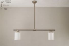 T-lamp 2-L 80cm breed mat nikkel met opaal witte buis bol nr 306288.07