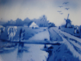 Wandbord blauwwit  molenlandschap.