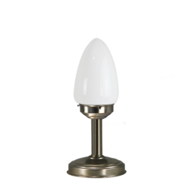 Tafellamp strak mat nikkel bs20 h36cm opaal traan kap nr 7Tu-292.00