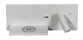 Nachtlamp model nighty wit rechts met USB telefoon oplader en verstelbare nachtlamp nr 05-WL1341-31