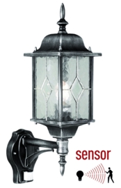 Buitenlamp wand sensor bewegingsmelder zwart-zilver h 53cm nr 2089 S