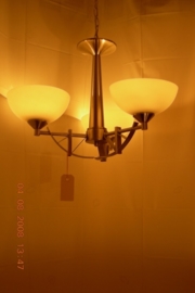 Mat nikkel hanglamp met 3 glazen schalen nr:20325/3