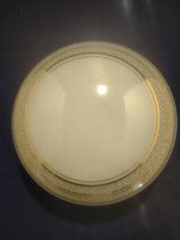 Oude plafonniere bol zacht geel gouden ring kristal motief D21cm oud-G35
