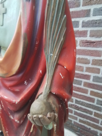 Groot heiligenbeelden van de heilige Barbara.Polychroom