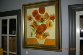 Schilderij vaas met zonnebloemen