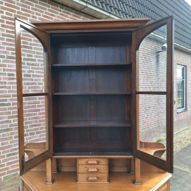 Mahonie vitrine engels antiek omstreeks 1900-1920 oud glas nr K202675
