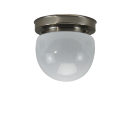 Plafonniere retro glazen bol Kom opaal met mat nikkel ophanging nr 7P1-201.00