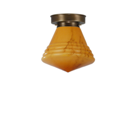 Plafonnière Philips bol 20cm donker marmer met oud messing ophanging nr 4P1-321.20