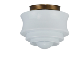 Plafonniere glas beatrix opaal met oud messing ophanging nr 4P1-282.00