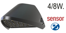 Buitenlamp wand dag/nacht sensor LED 4W/8W zwart 5jr garantie nr 401247